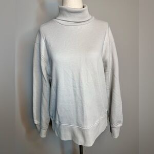 Sz M Zara sweatshirt stone turtleneck soft cozy neutral wide sleeve